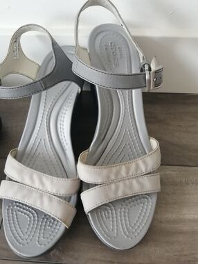 Silver Heels Crocs Heels Sandals w strap
